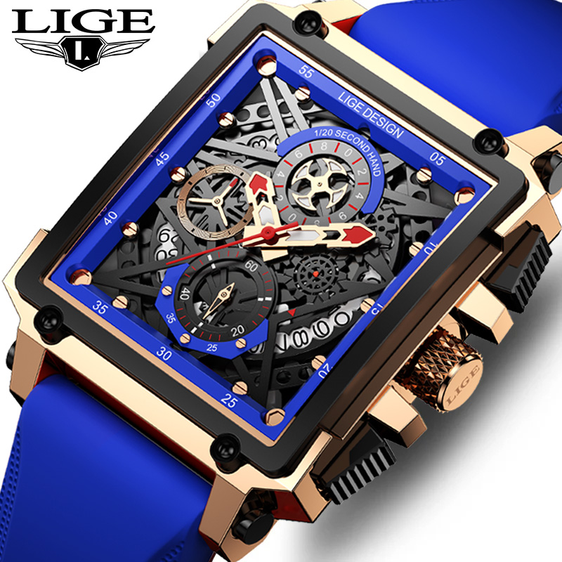 LIGE Men's Sports Chronograph  - Silicone Band Replacement review and price