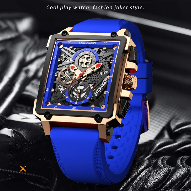 LIGE Men's Sports Chronograph  - Silicone Band Replacement review and price