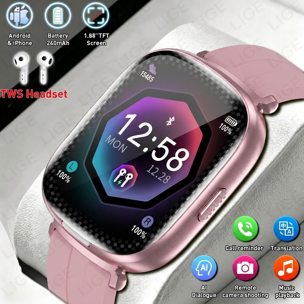 LIGE 2 In 1 TWS Headset Smart  - Smartwatch Headset review and price